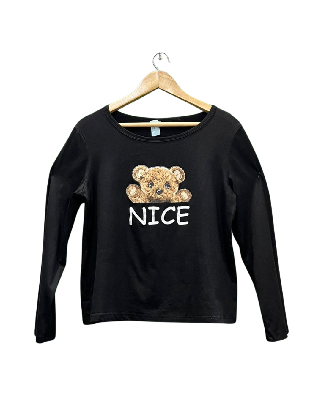 BLACL PRINTED LONG SLEEVE TOP