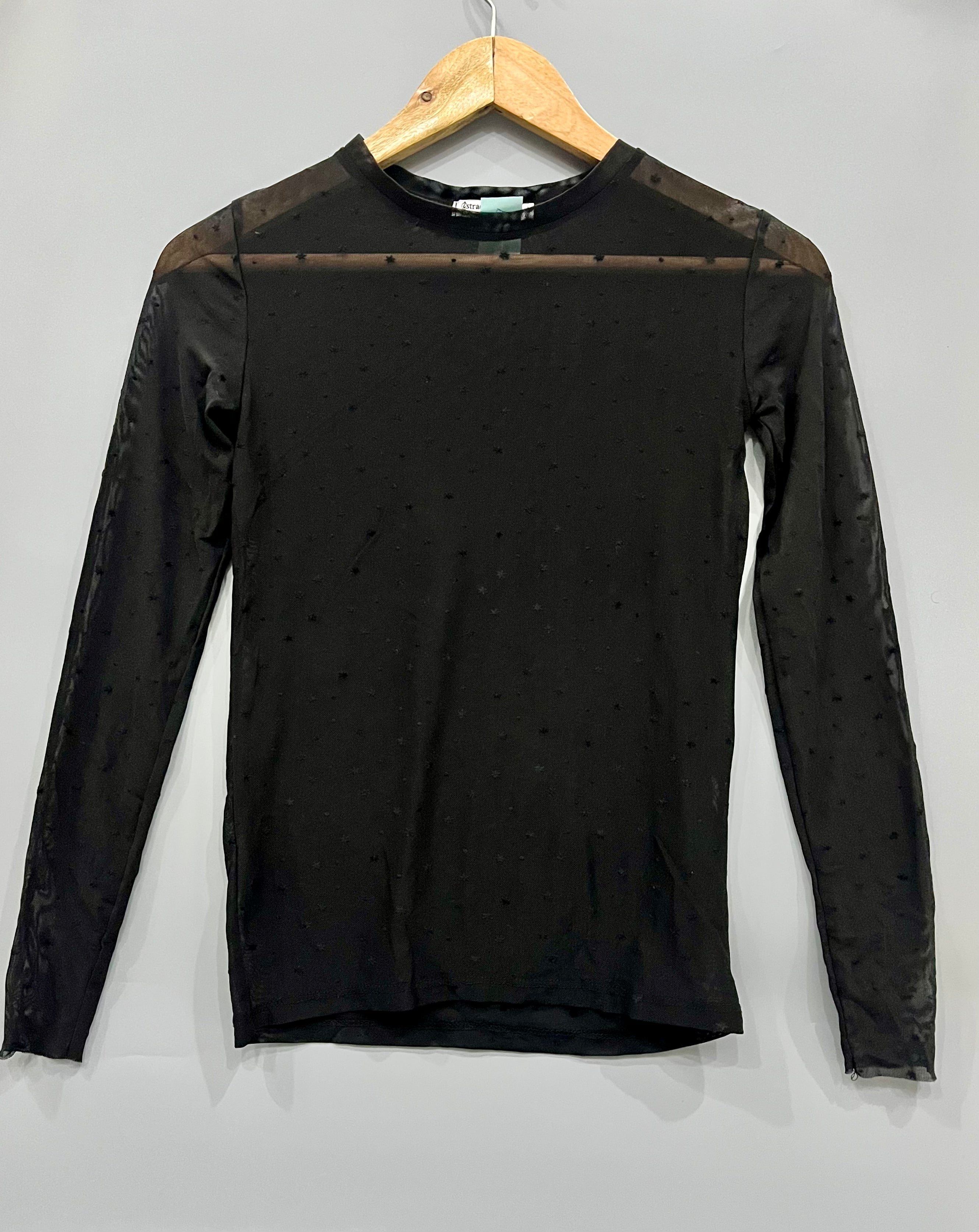 Black Sheer Swiss Dot Top