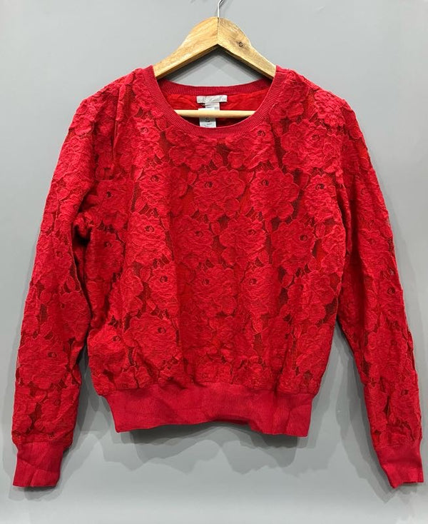 H&M Red Lace Long-Sleeve Top