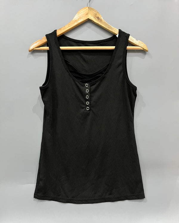 Black Ribbed Tank Top