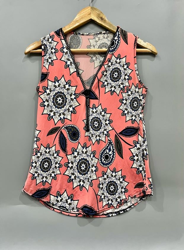 Boho Pink Paisley Sleeveless Top