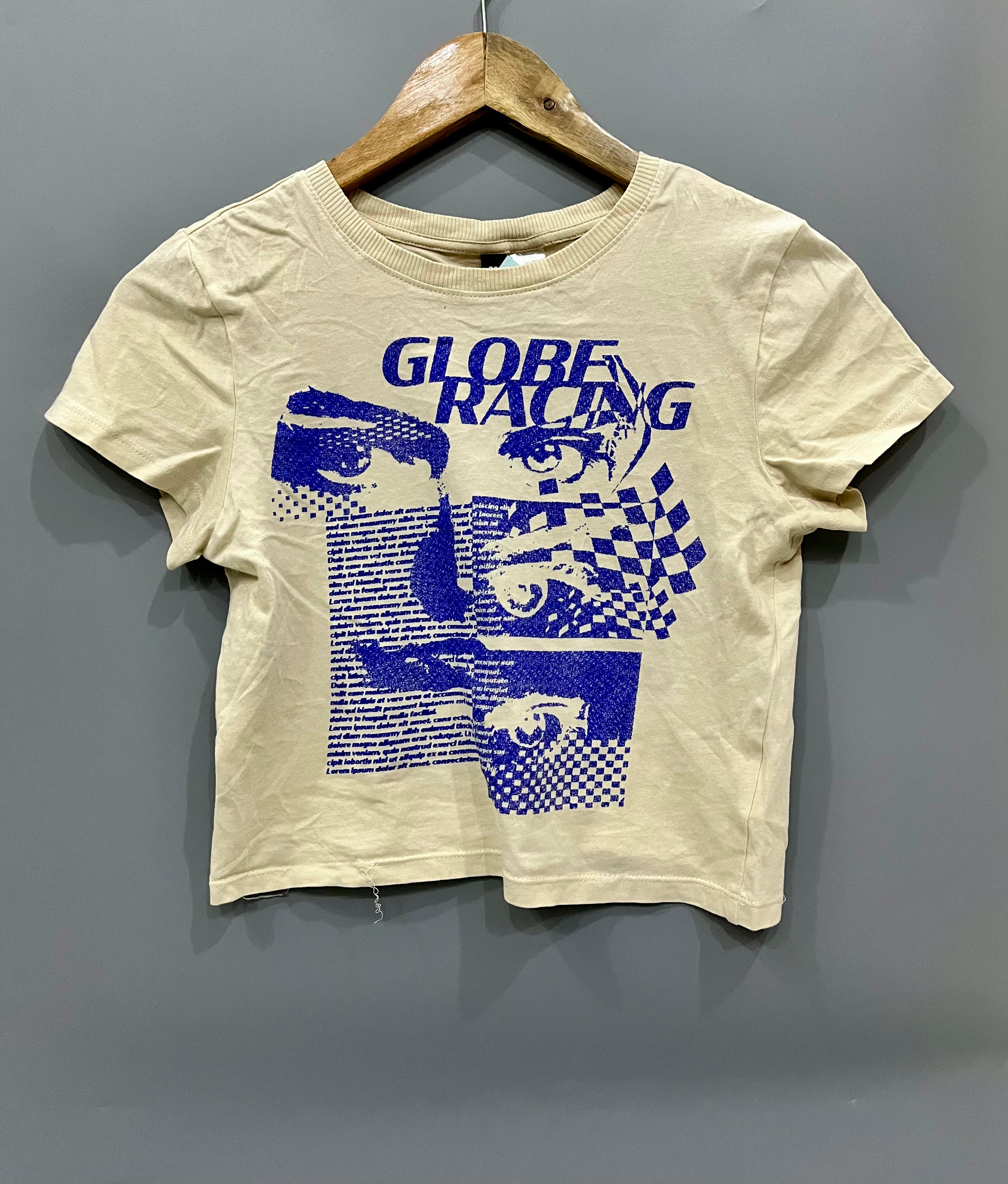 H&M Globe Racing Crop T-Shirt