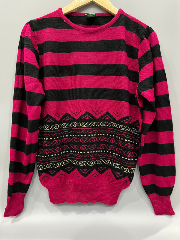 Vintage Style Pink & Black Patterned Sweater