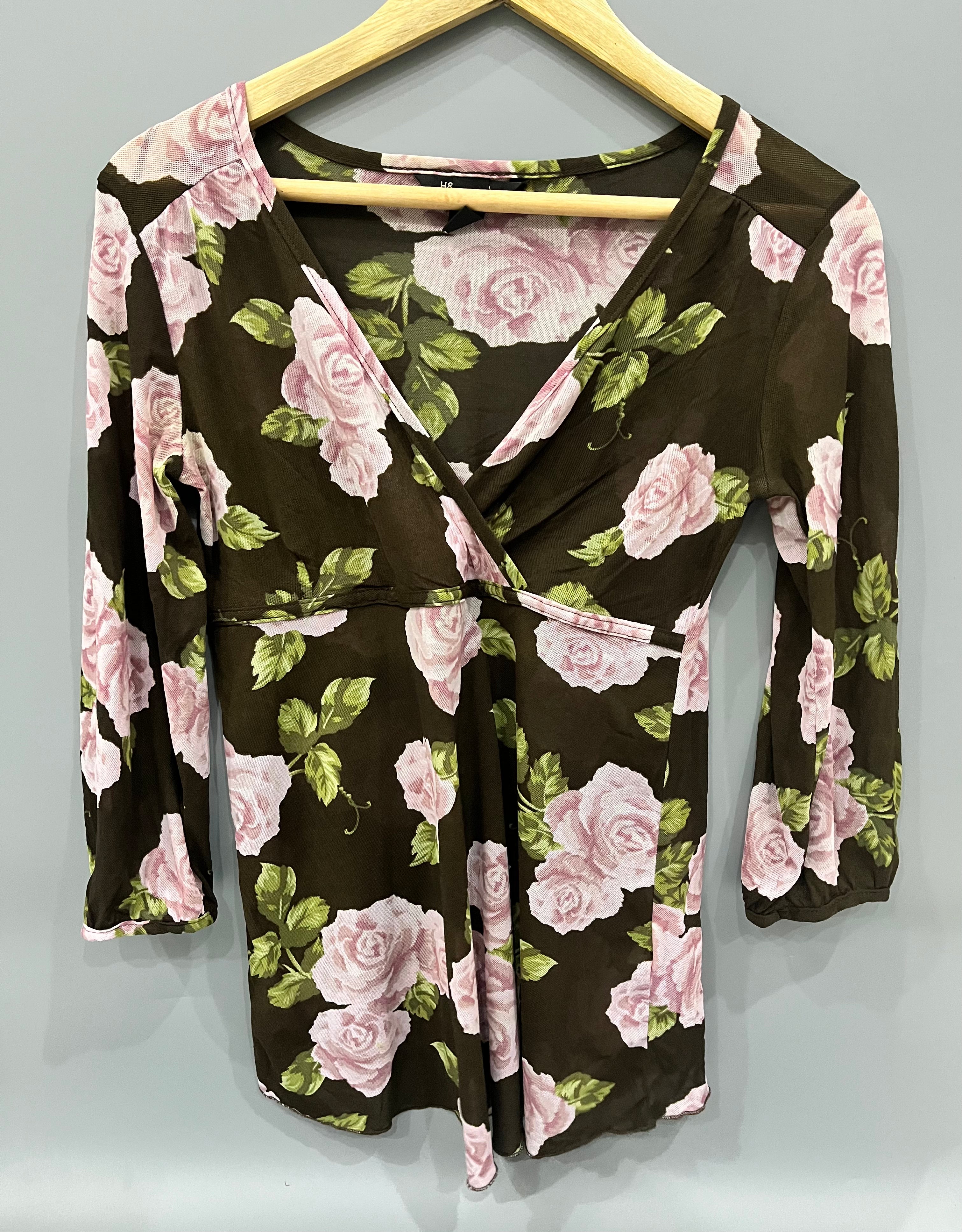 H&M Mesh Floral Printed Top