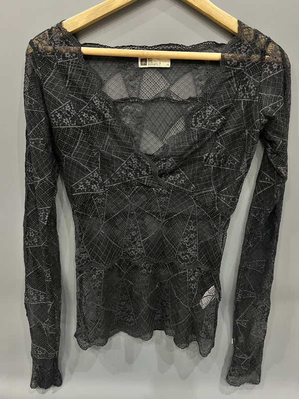 Gothic Grunge Spiderweb Lace V-Neck Top