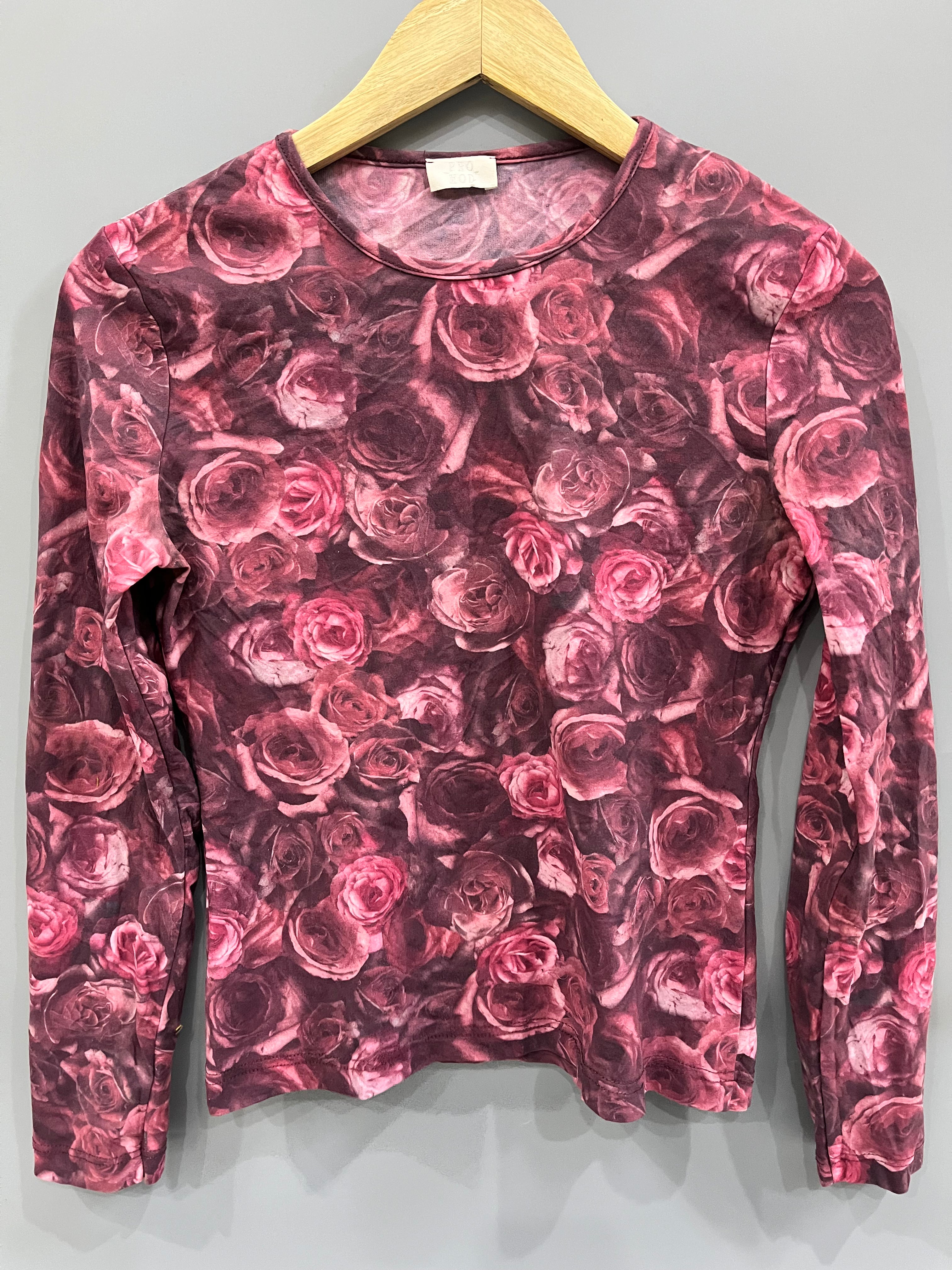 Vintage Rose Print Long Sleeve Top