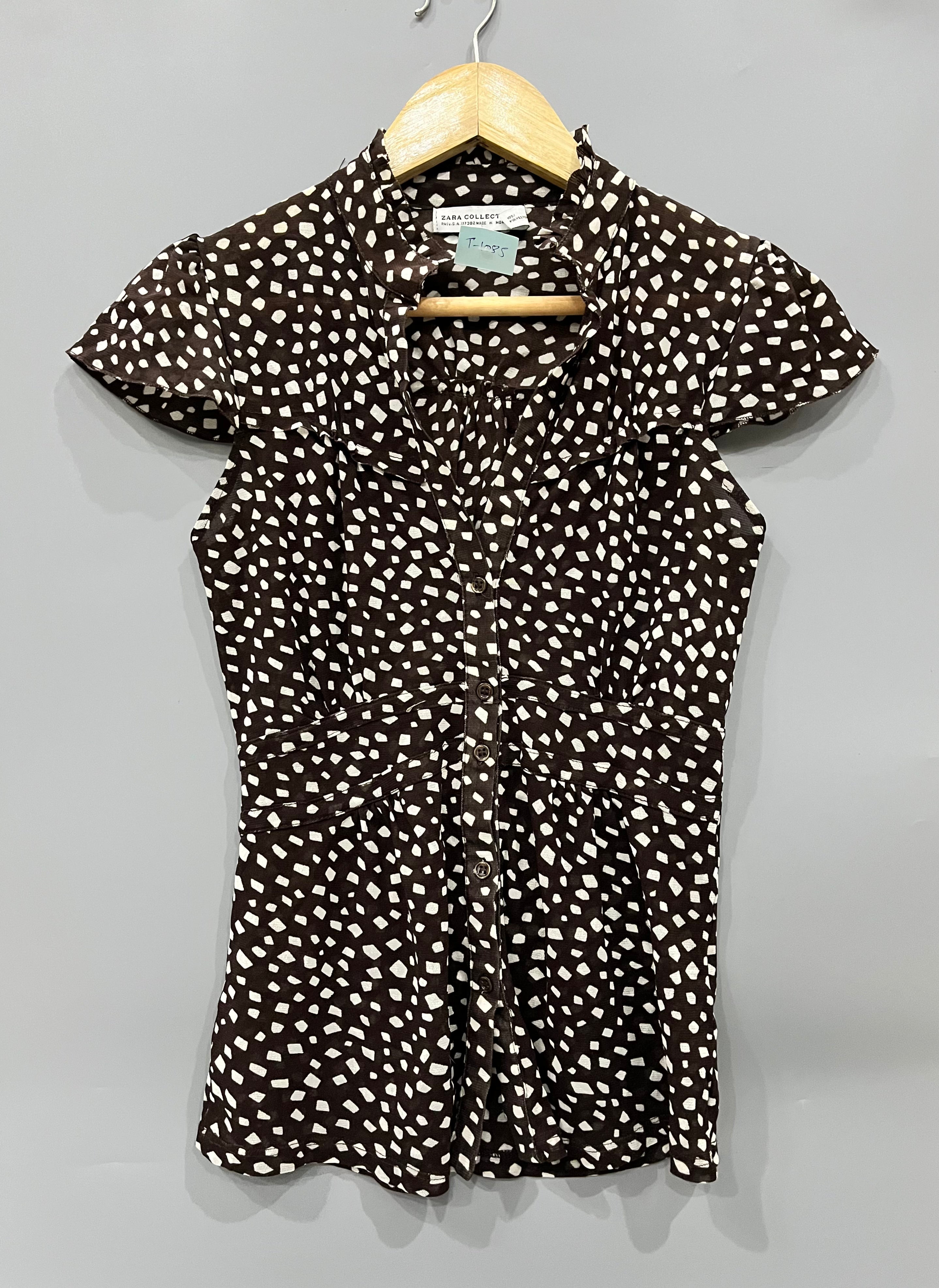 ZARA POLKA DOT BUTTON DOWN TOP