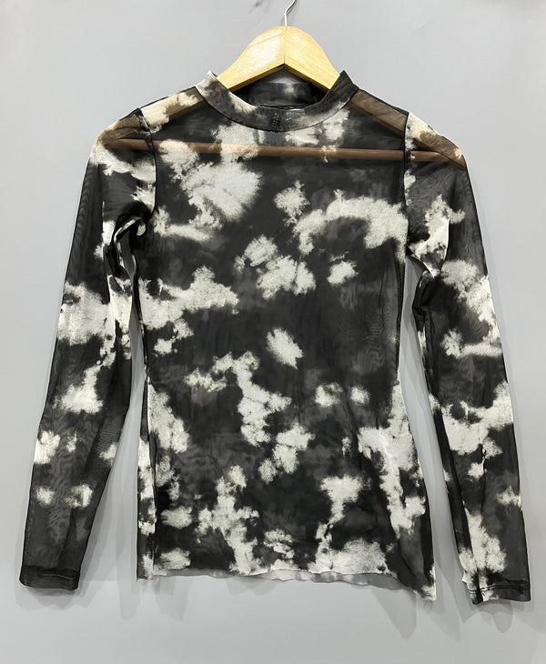 H&M MONOCHROME TIE & DYE MESH TOP