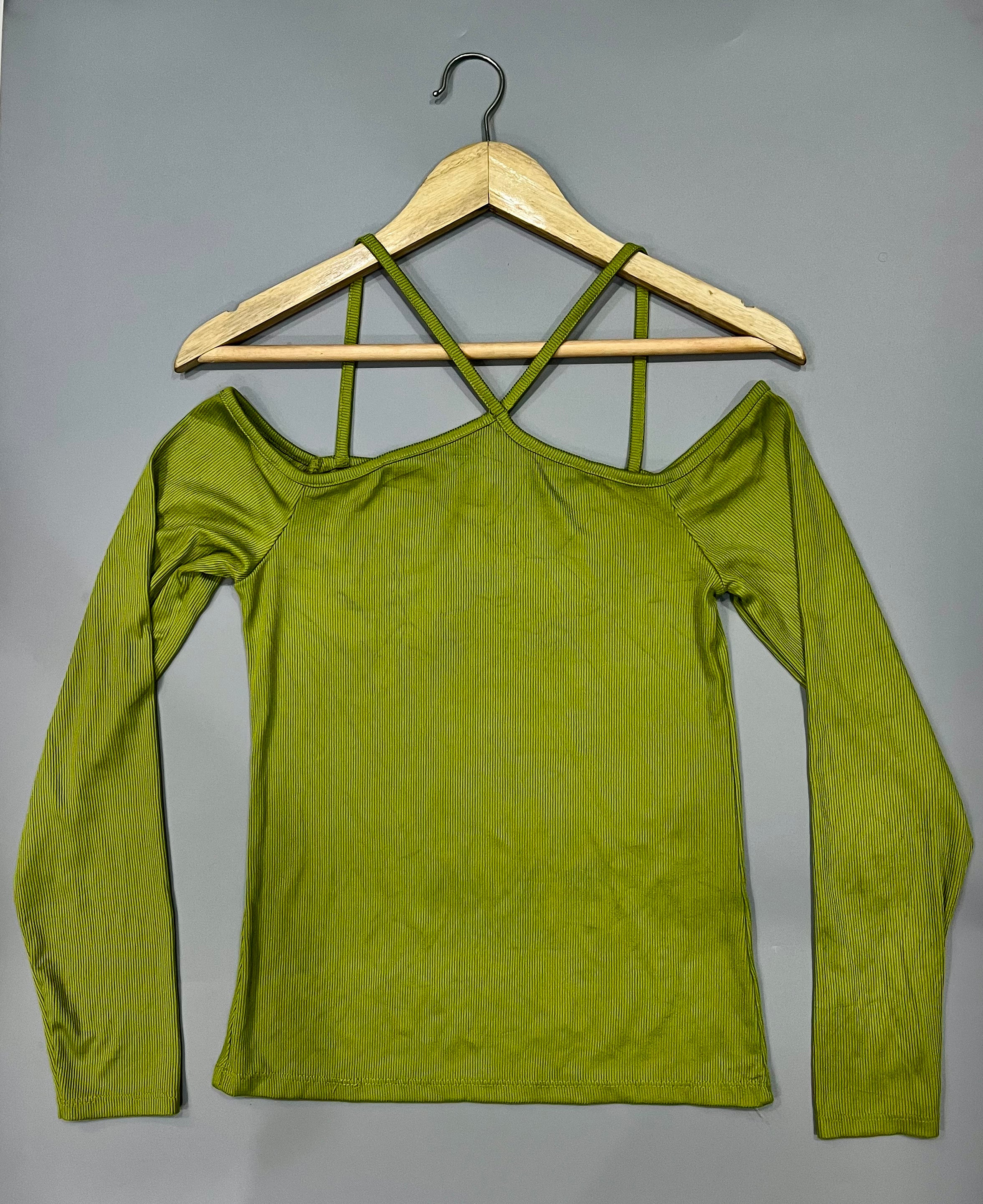 LIME GREEN STRAP NECK TOP