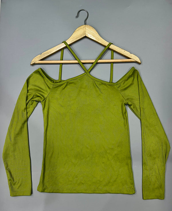 LIME GREEN STRAP NECK TOP