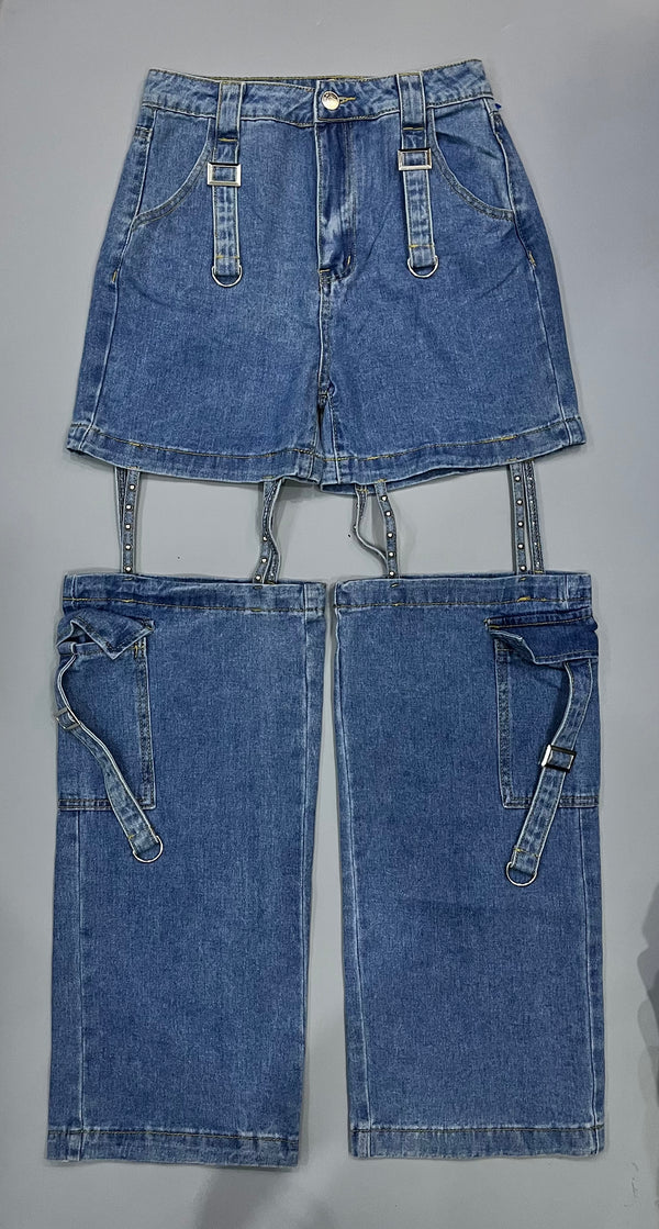 KNEE-CUT DENIM JEANS