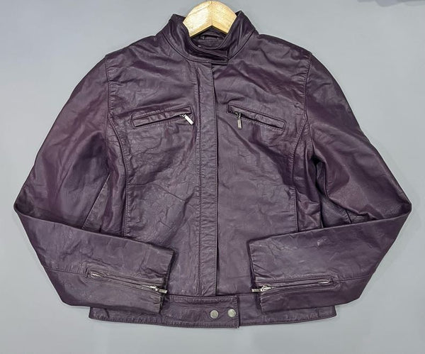 VOILET ZIP-UP LEATHER JACKET