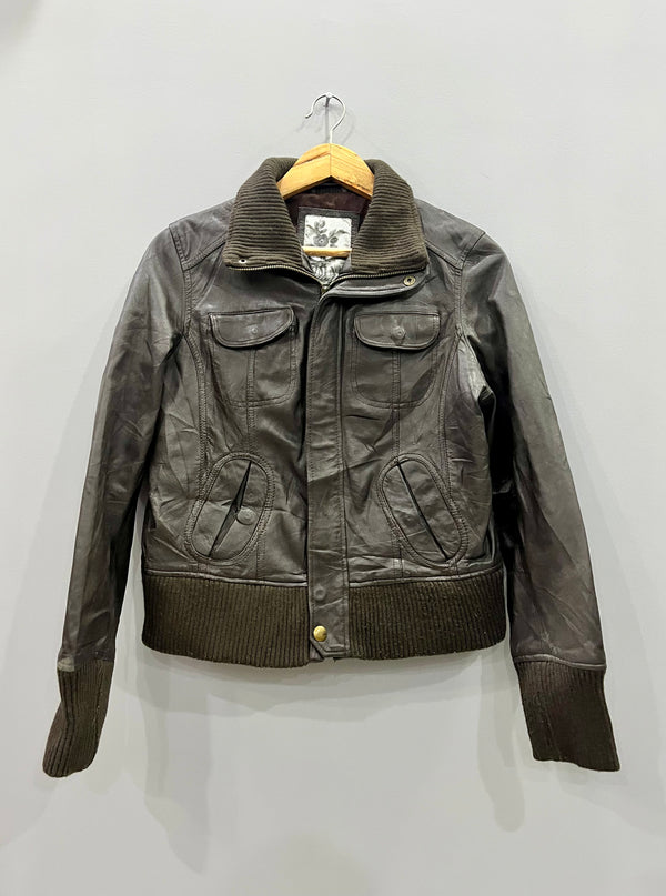 Vintage Style Brown Leather Jacket