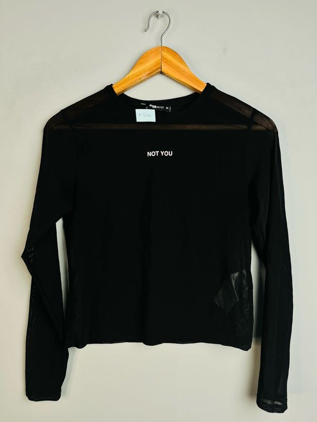 "NOT YOU" BLACK MESH TOP - Thrifty Threads