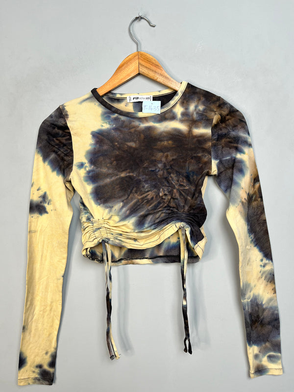 TIE-DYE RUCHED DRAWSTRING CROP TOP