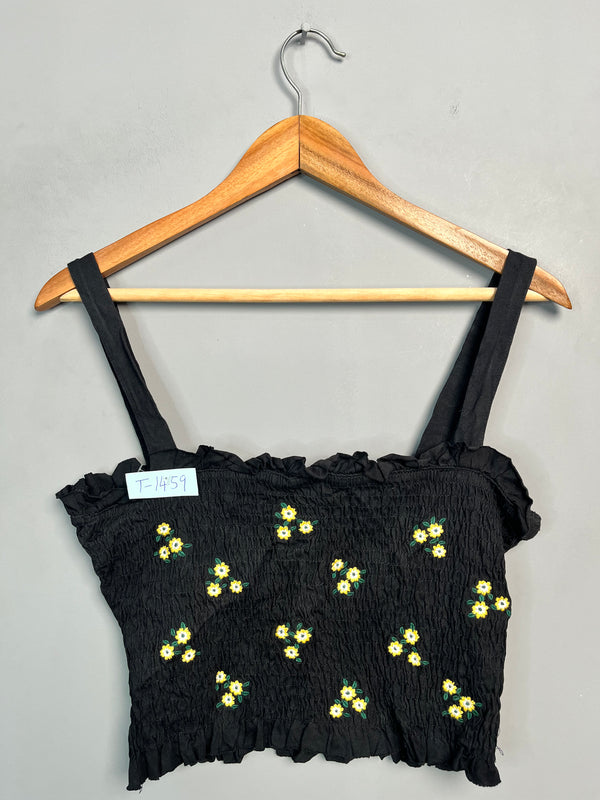 BLACK FLORAL EMBROIDERED CAMI
