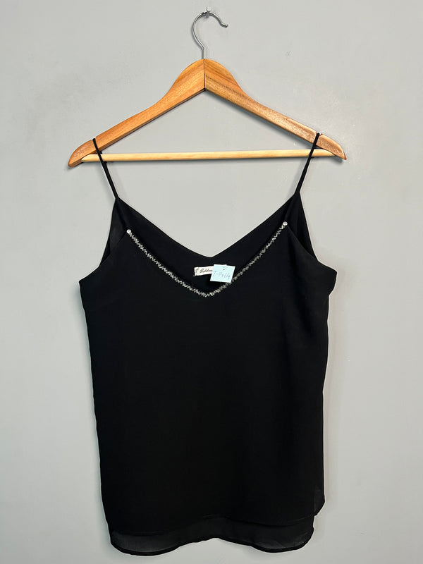 BLACK CRYSTAL EMBELLISHMENT CAMI