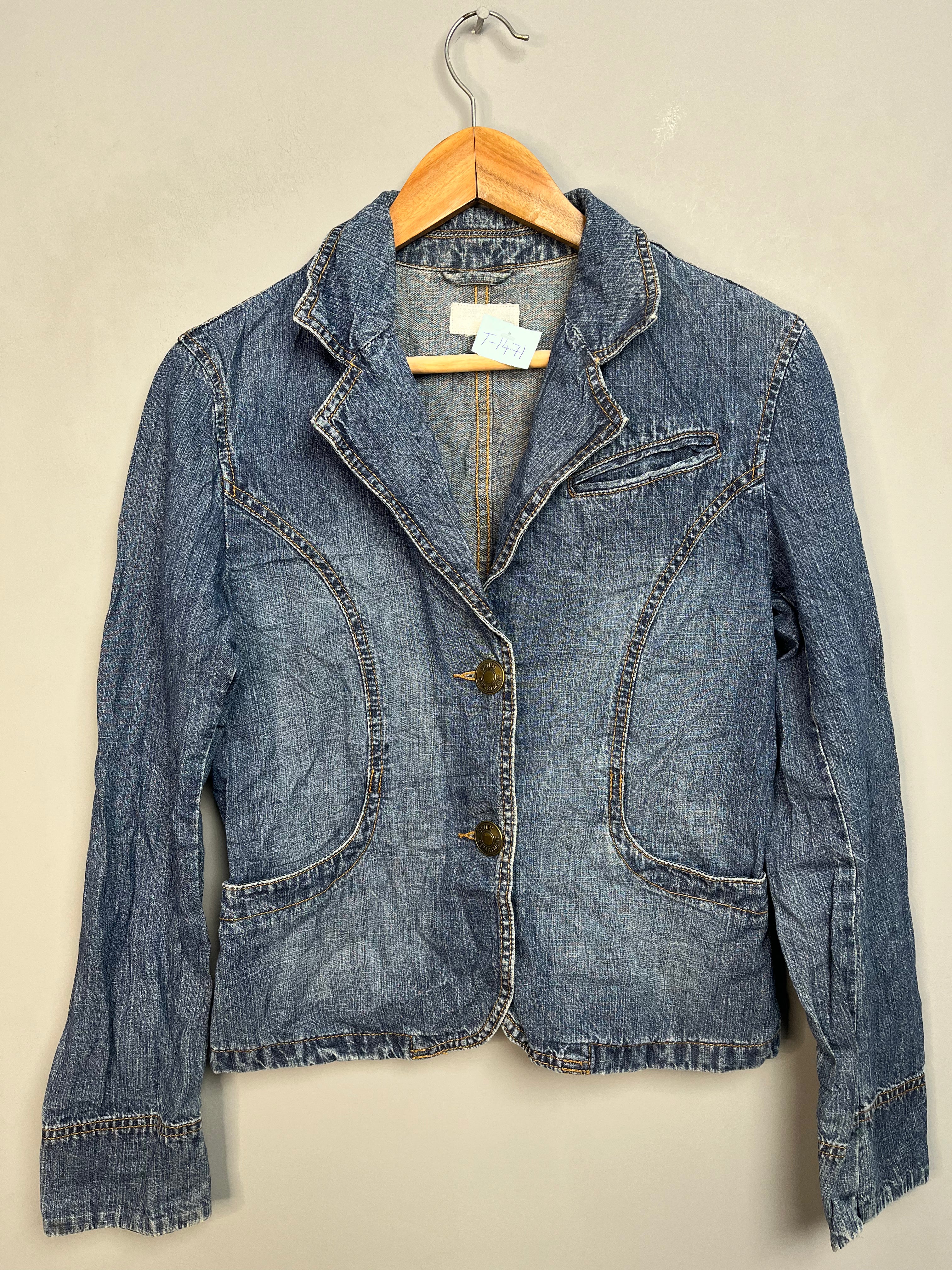 H&M BLUE DENIM BLAZER JACKET - Thrifty Threads