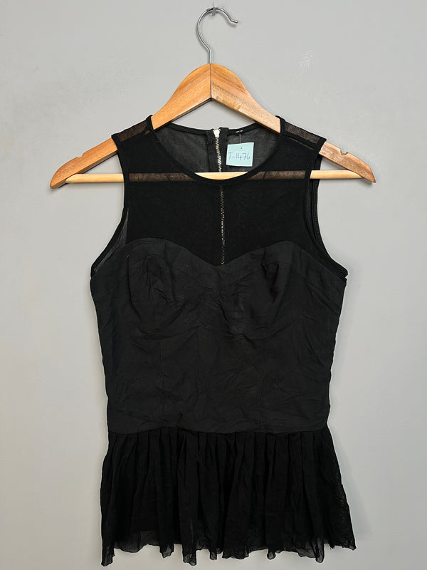 BLACK BUSTIER STYLE PEPLUM TOP