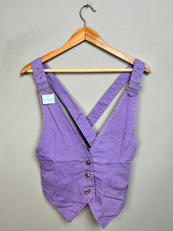 PURPLE CROPPED MOTO VEST