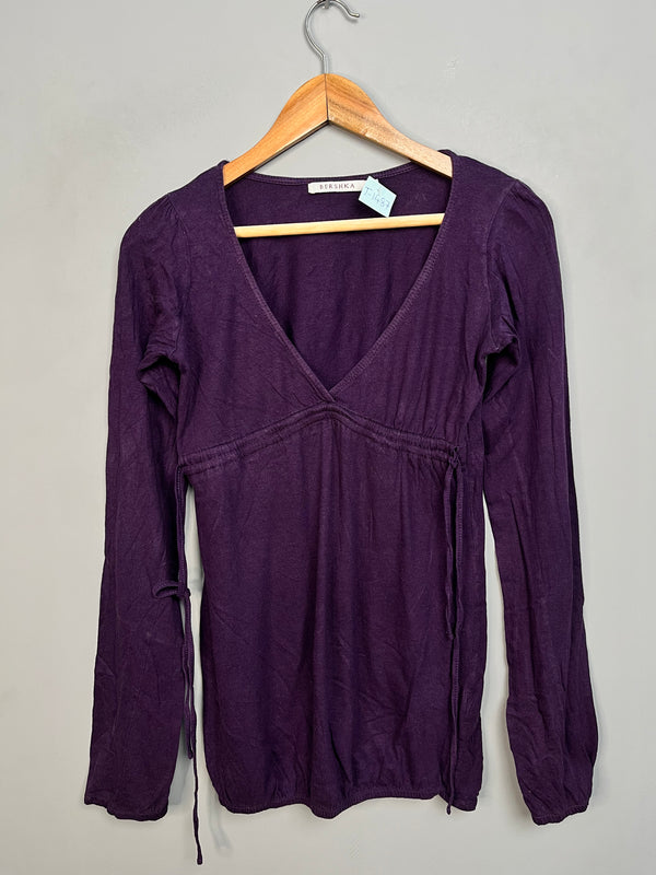 PURPLE V-NECK LONG SLEEVE TOP
