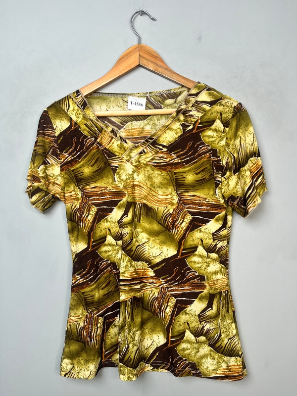 CASUAL ABSTRACT WAVE PRINT T-SHIRT - Thrifty Threads