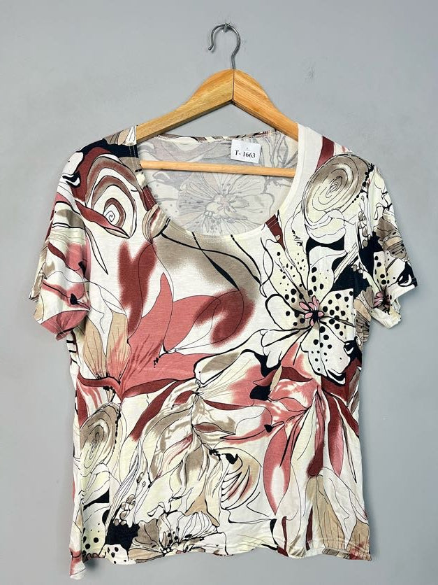 ABSTRACT ART PRINT SCOOP NECK T-SHIRT - Thrifty Threads