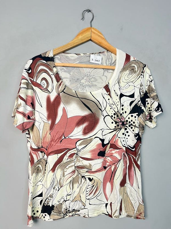 ABSTRACT ART PRINT SCOOP NECK T-SHIRT - Thrifty Threads