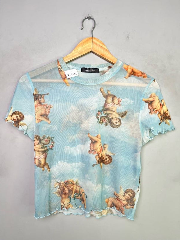 BLUE ANGEL PRINT MESH T-SHIRT - Thrifty Threads