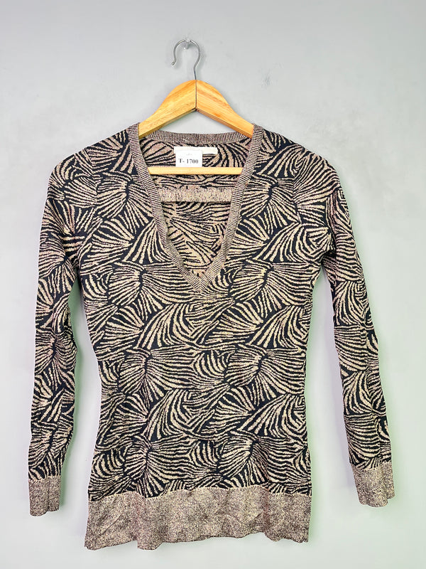 BLACK & GOLD TEXTURED SWEATER - Thrifty Threads