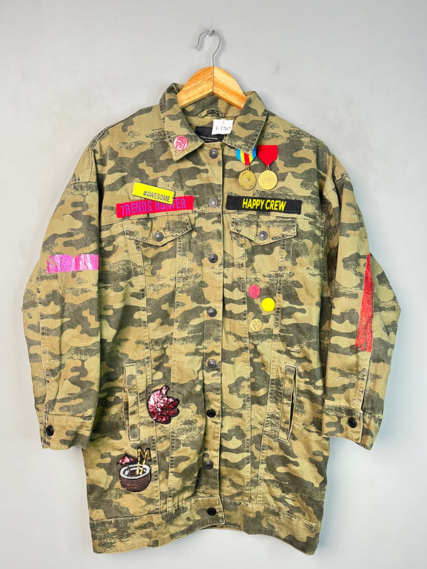 CAMOUFLAGE MILITARY DENIM JACKET - Thrifty Threads