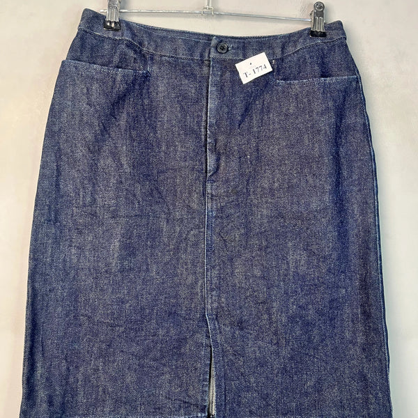 DARK BLUE DENIM MIDI SKIRT - Thrifty Threads