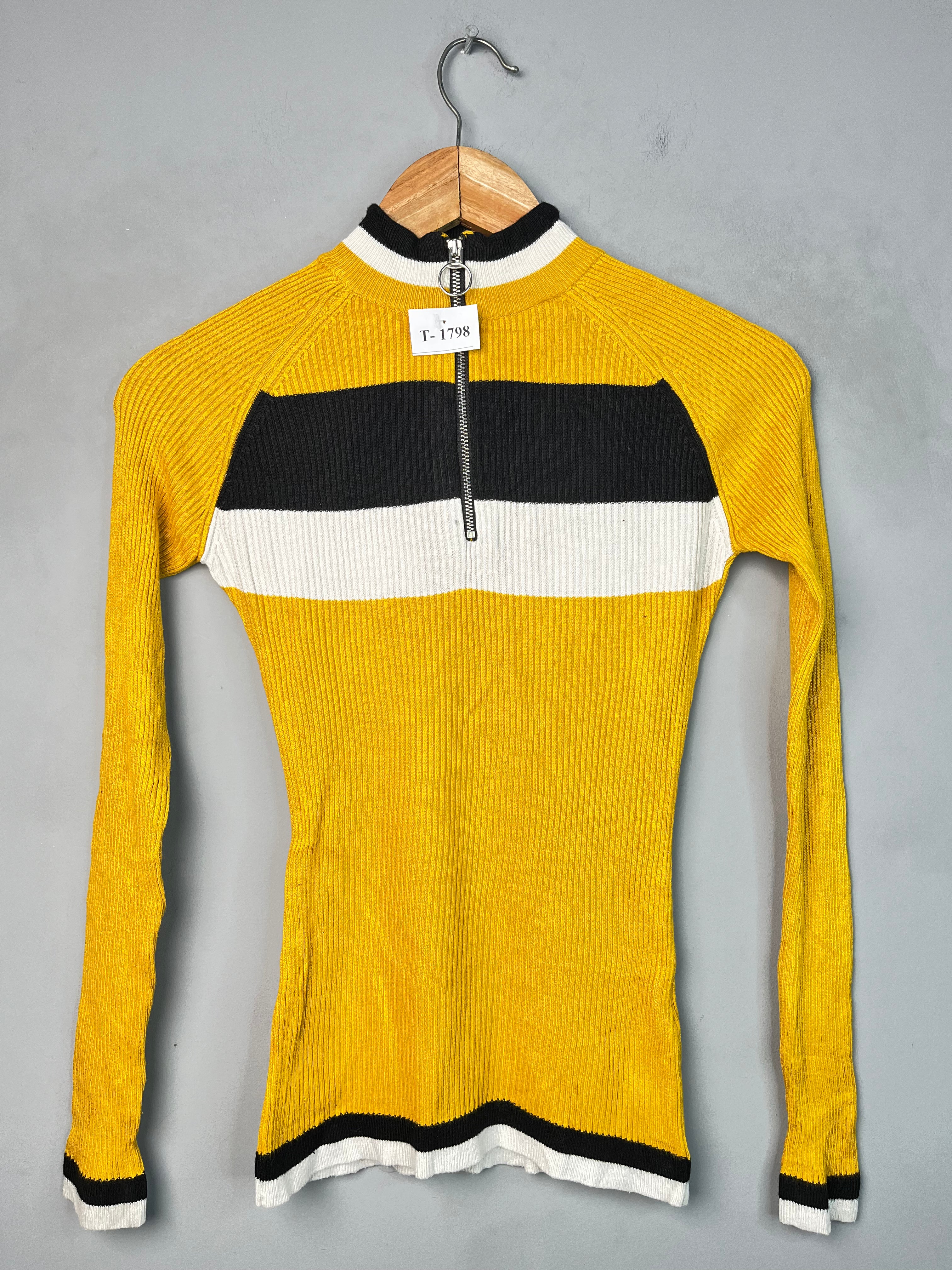 YELLOW RIBBED SWEATER - Thrifty Threads