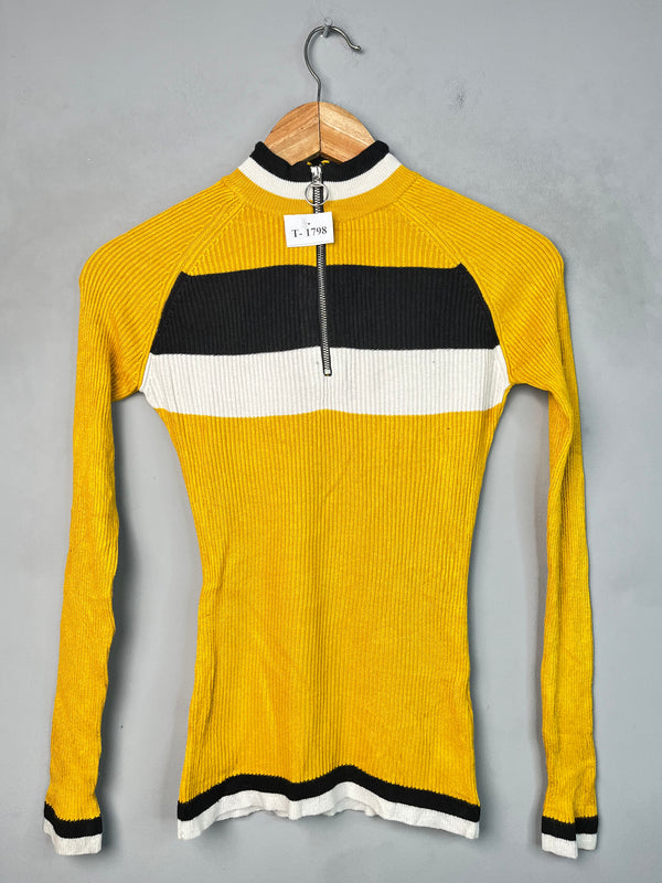 YELLOW RIBBED SWEATER - Thrifty Threads