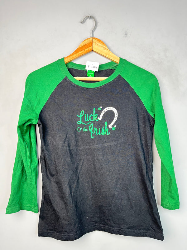 BLACK & GREEN RAGLAN TEE - Thrifty Threads