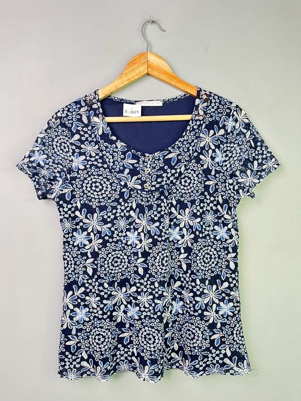 BLUE FLORAL T-SHIRT - Thrifty Threads
