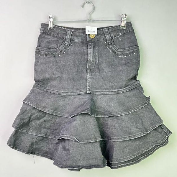 DENIM TIERED RUFFLE MINI SKIRT - Thrifty Threads