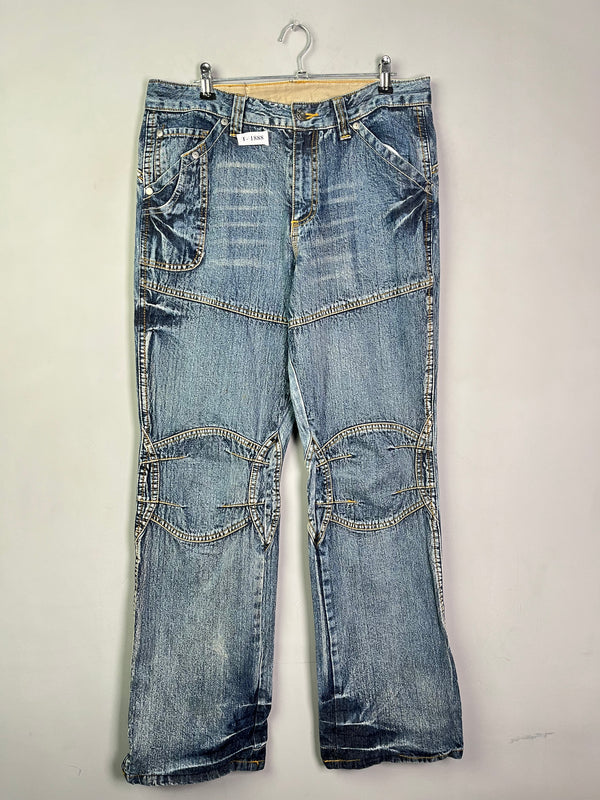 BLUE WIDE LEG DENIM JEANS - Thrifty Threads