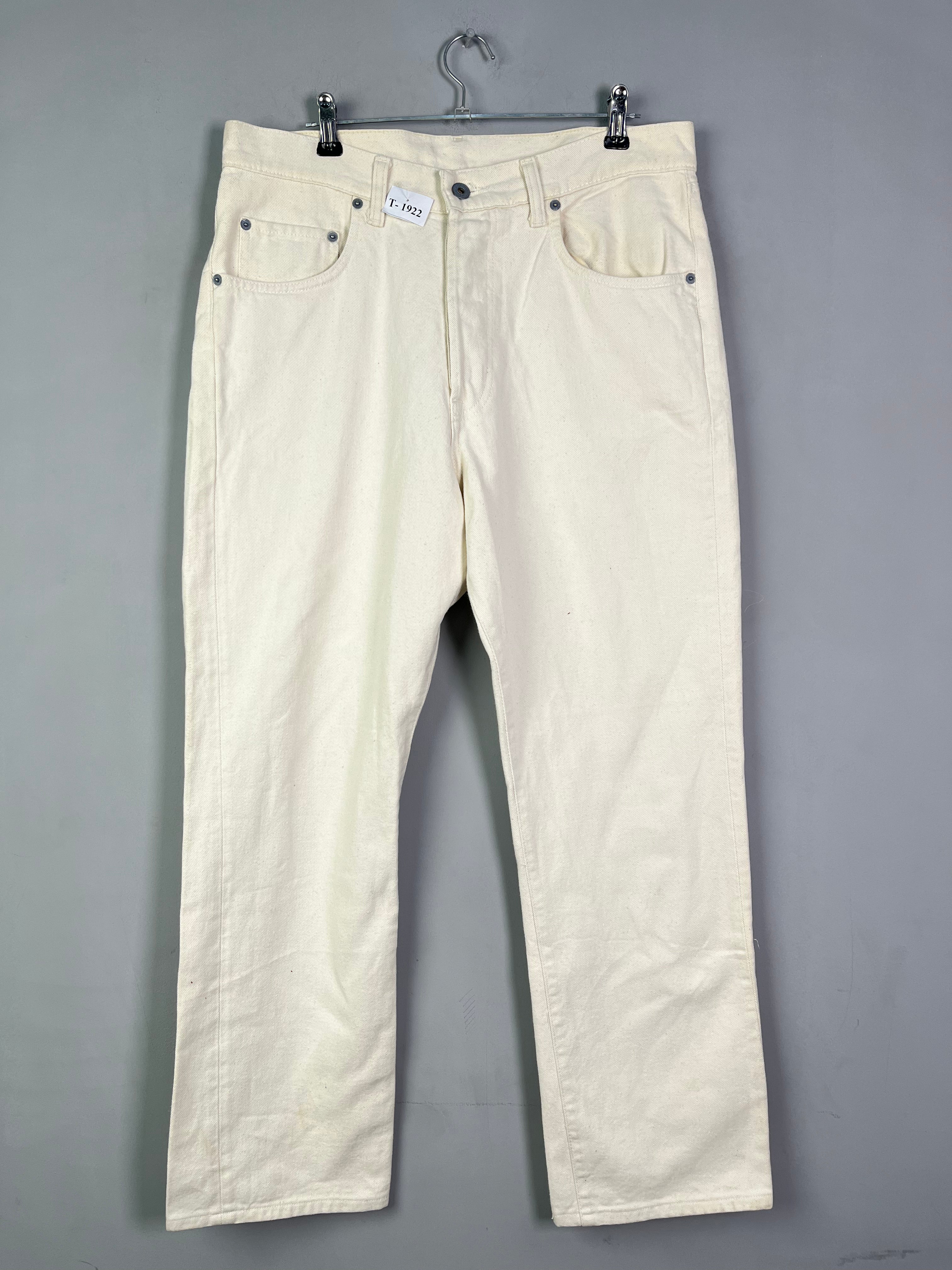 WHITE STRAIGHT LEG DENIM JEANS - Thrifty Threads