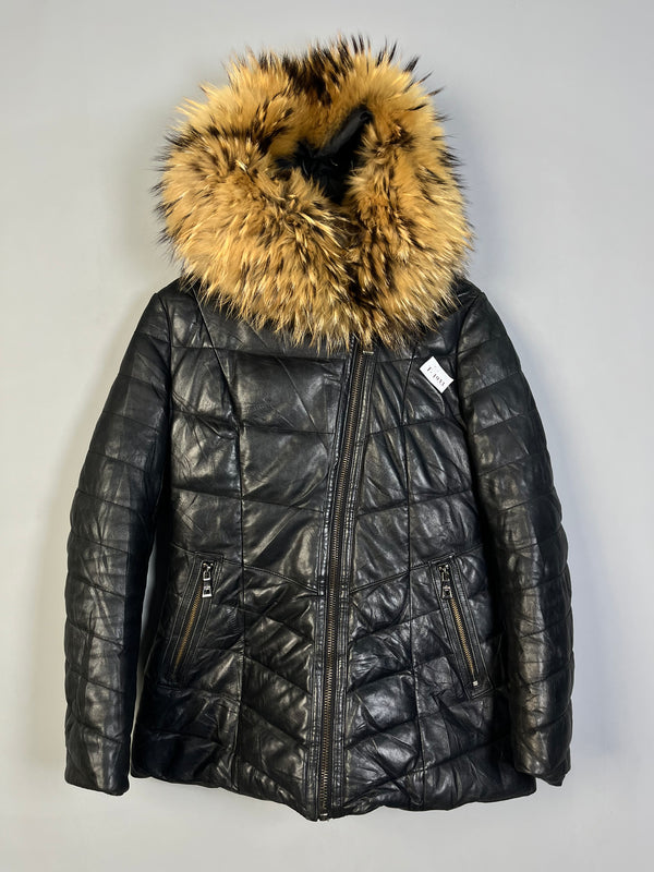 FUR HOODED PUFFER JACKET - Thrifty Threads