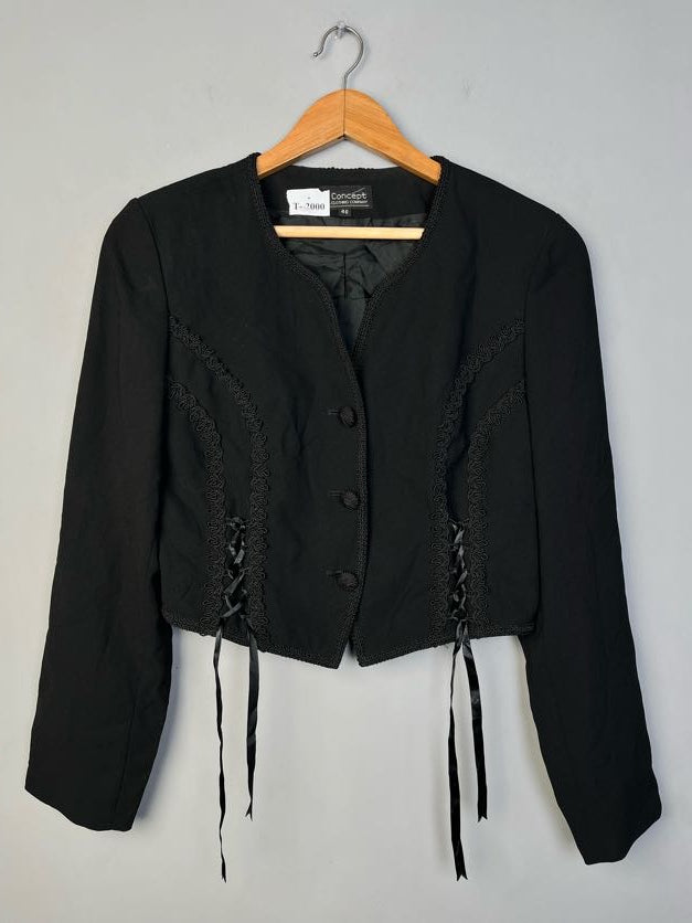BLACK CROP BLAZER JACKET - Thrifty Threads