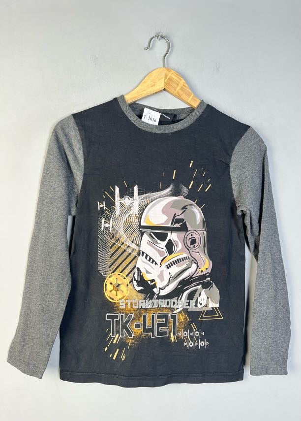 BLACK PRINTED LONG SLEEVE T-SHIRT - Thrifty Threads