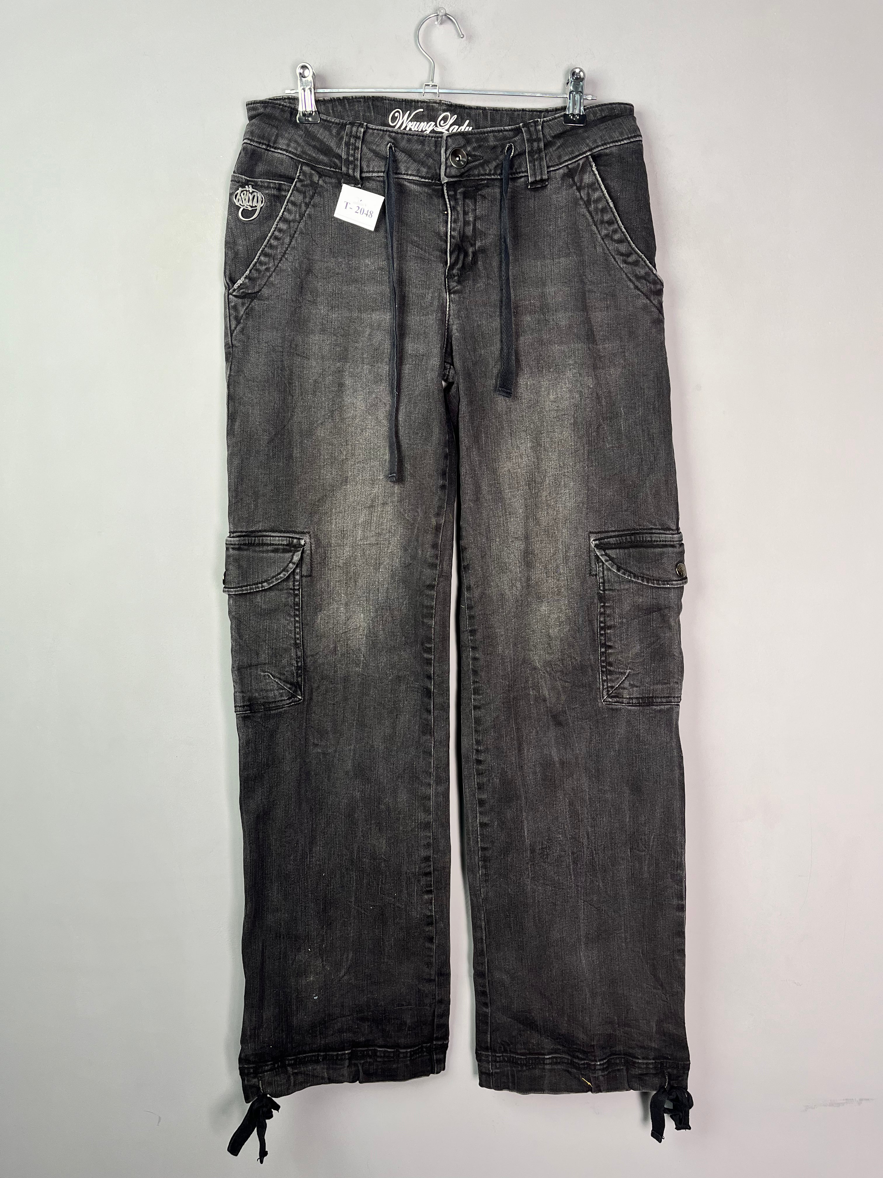 BLACK WIDE LEG DENIM JEANS - Thrifty Threads