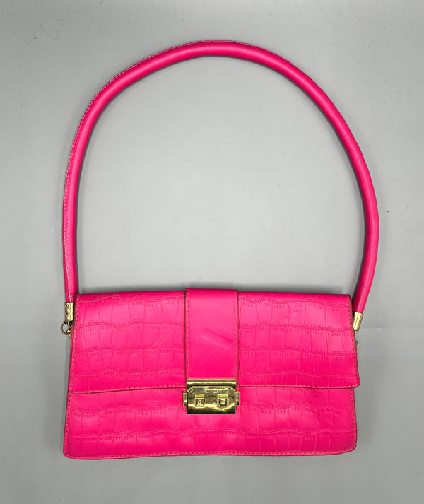 PINK CROCODILE EMBOSSED BAG - Thrifty Threads