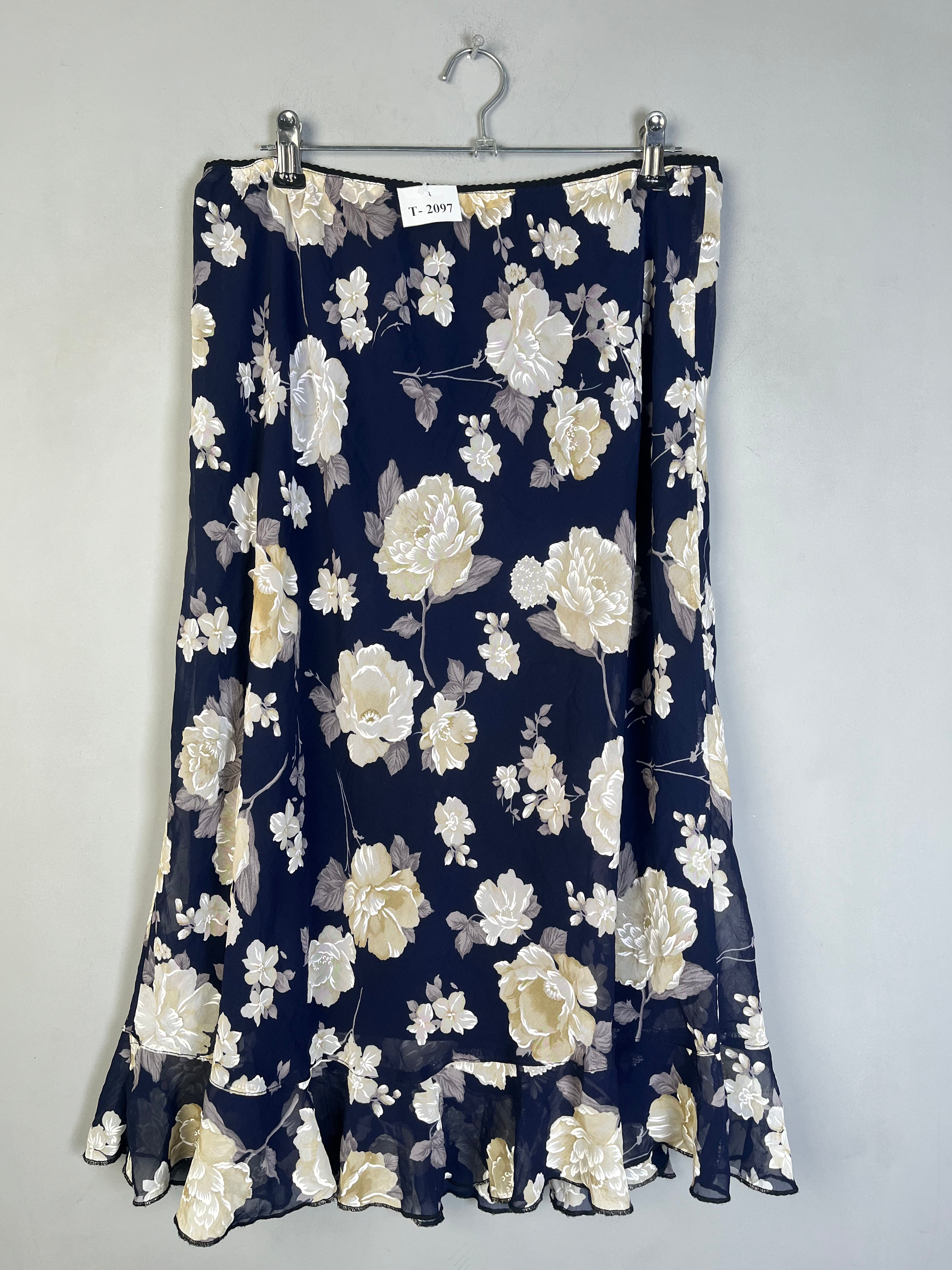 BLUE FLORAL PRINTED SKIRT - Thrifty Threads