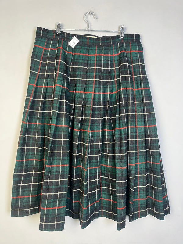 VINTAGE GREEN TARTAN MIDI SKIRT - Thrifty Threads