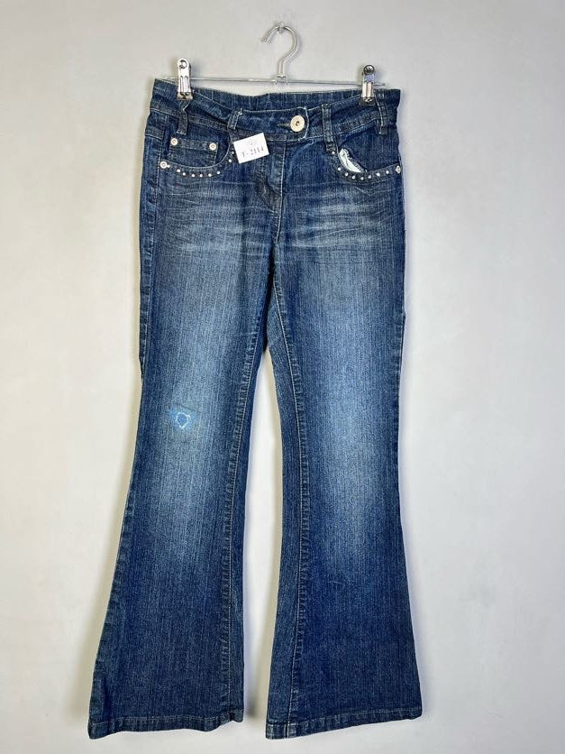BLUE FLARED DENIM JEANS - Thrifty Threads