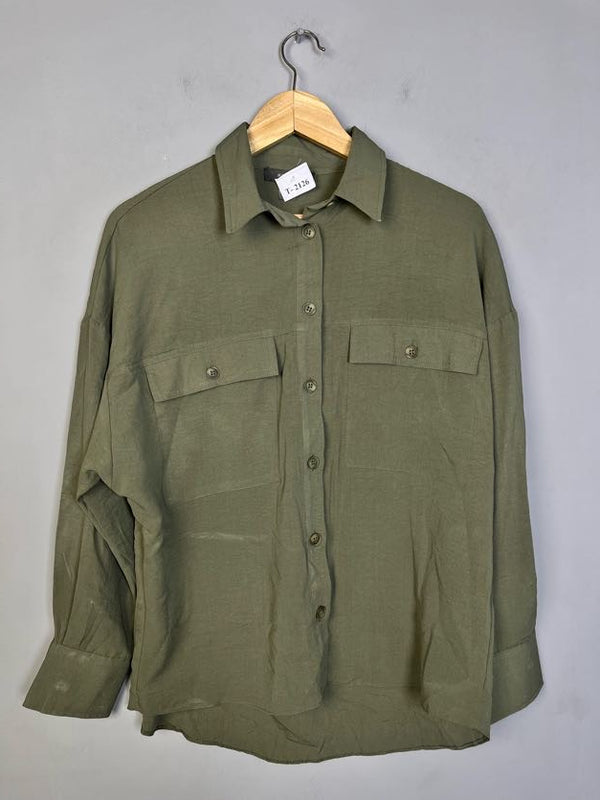 OLIVE GREEN BUTTON-DOWN SHIRT - Thrifty Threads