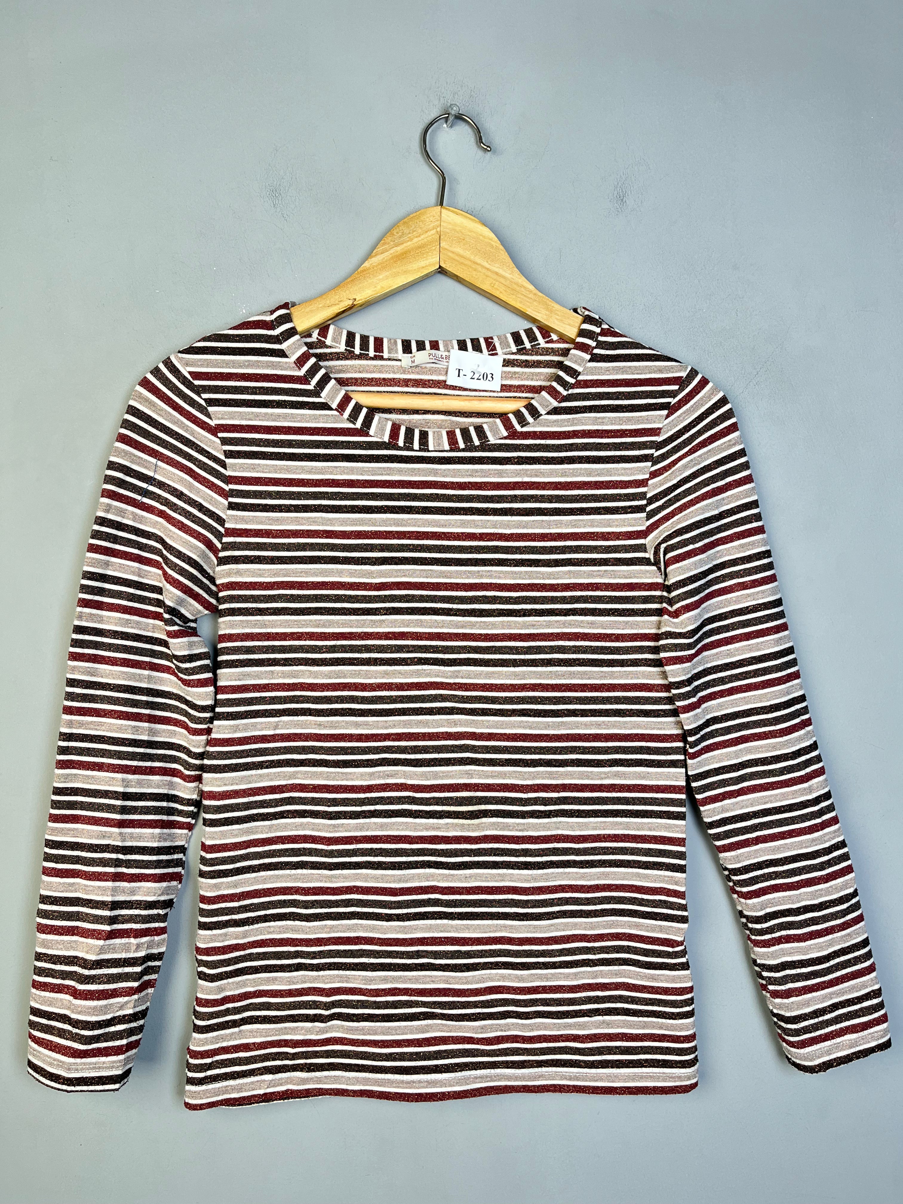 STRIPED LONG SLEEVE T-SHIRT - Thrifty Threads