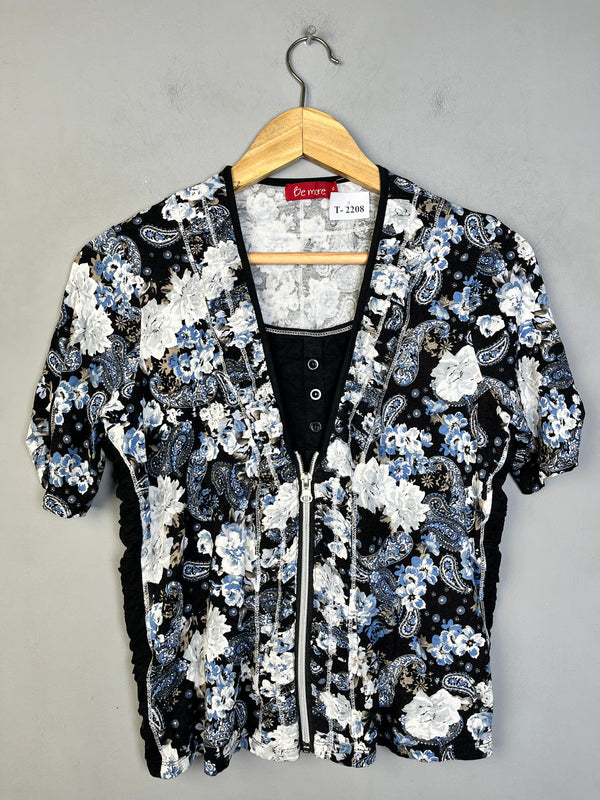 BLACK & BLUE PAISLEY T-SHIRT - Thrifty Threads